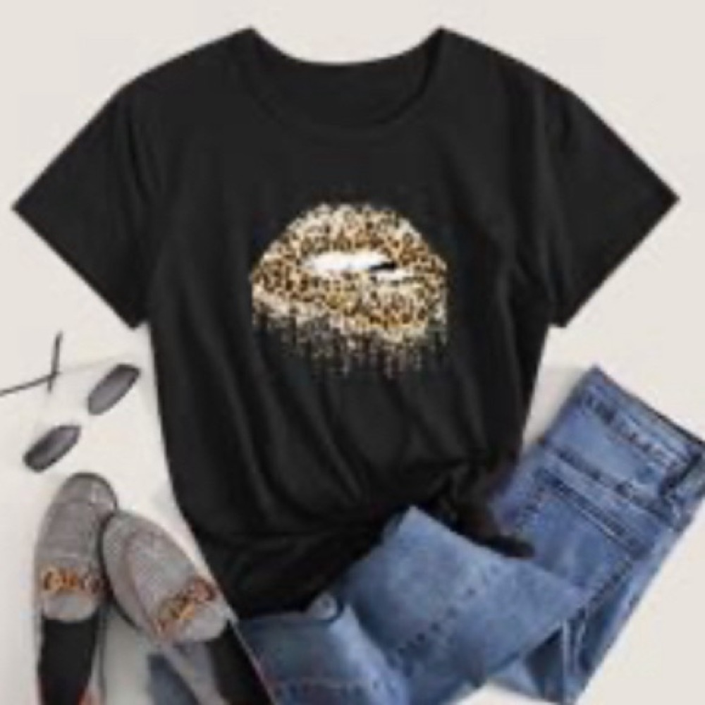 Leopard lip T shirt NEW
